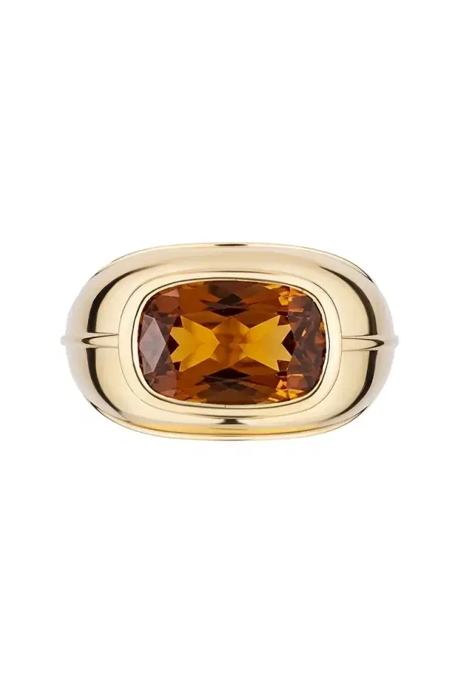 GOSHWARA Brown Zircon Cushion Cut Ring