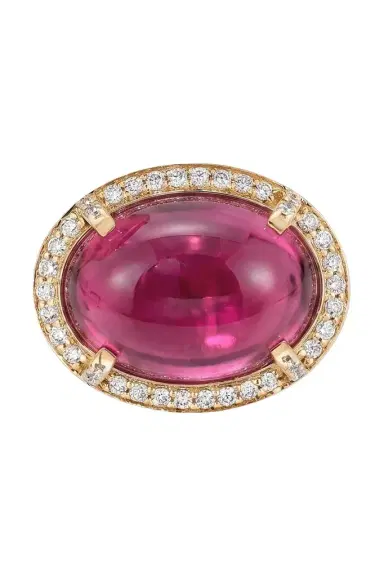 GOSHWARA Pink Tourmaline Diamond Oval Halo Ring | Thumbnail 1 GOSHWARA Pink Tourmaline Diamond Oval Halo Ring | Thumbnail 1