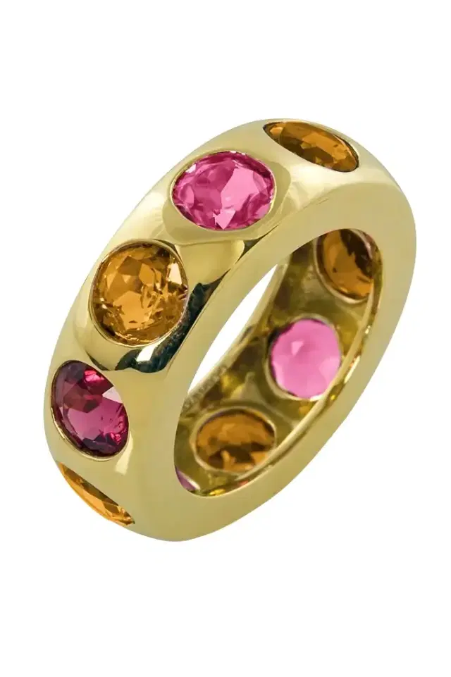 GOSHWARA Rubellite Citrine Alternating Band Ring