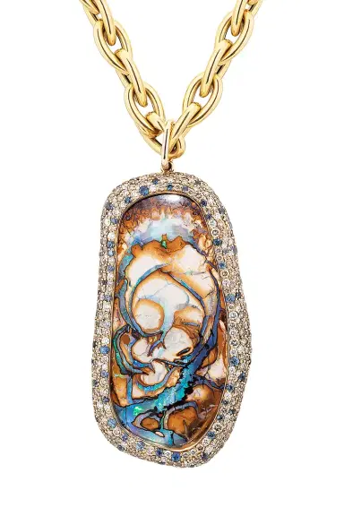 GOSHWARA Brown Opal Diamond Sapphire Mosaic Pendant Necklace | Thumbnail 2 GOSHWARA Brown Opal Diamond Sapphire Mosaic Pendant Necklace | Thumbnail 2