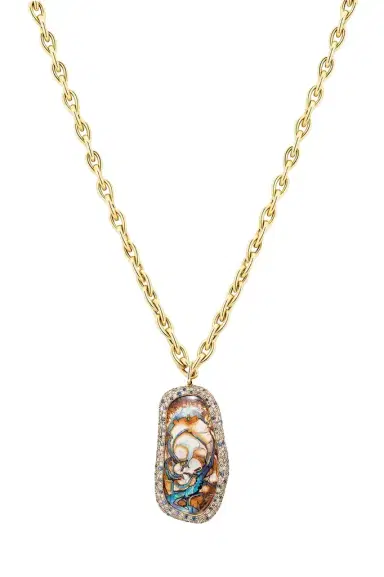 GOSHWARA Brown Opal Diamond Sapphire Mosaic Pendant Necklace | Thumbnail 1 GOSHWARA Brown Opal Diamond Sapphire Mosaic Pendant Necklace | Thumbnail 1