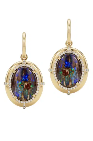 GOSHWARA Brown Opal Diamond Medallion Earrings | Thumbnail 1