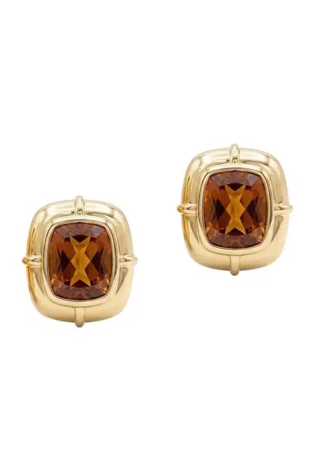 GOSHWARA Brown Zircon Cushion Earrings