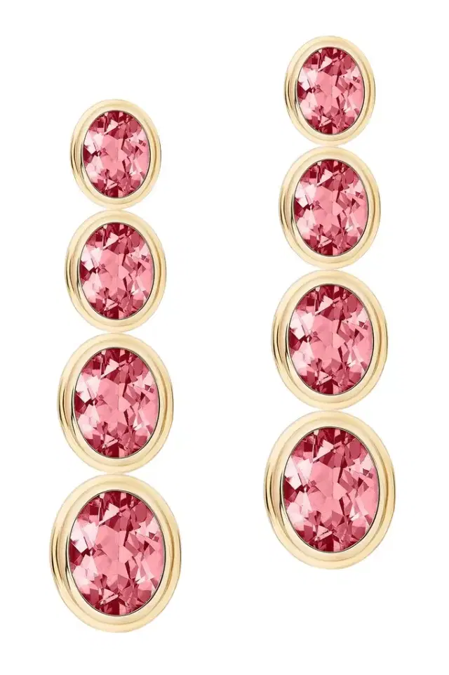 GOSHWARA Salmon Pink Tourmaline Four Tier Earrings