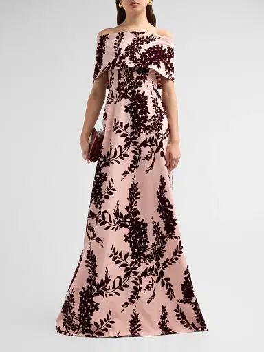 Lela Rose Women's Deedie Flocked Tafetta Gown | Thumbnail 2 Lela Rose Women's Deedie Flocked Tafetta Gown | Thumbnail 2