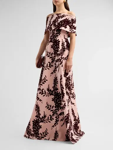 Lela Rose Women's Deedie Flocked Tafetta Gown | Thumbnail 4 Lela Rose Women's Deedie Flocked Tafetta Gown | Thumbnail 4