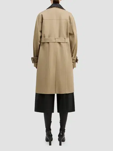 DEREK LAM 10 CROSBY Women's Landon Stretch-Cotton Contrast-Collar Trench Coat | Thumbnail 3
