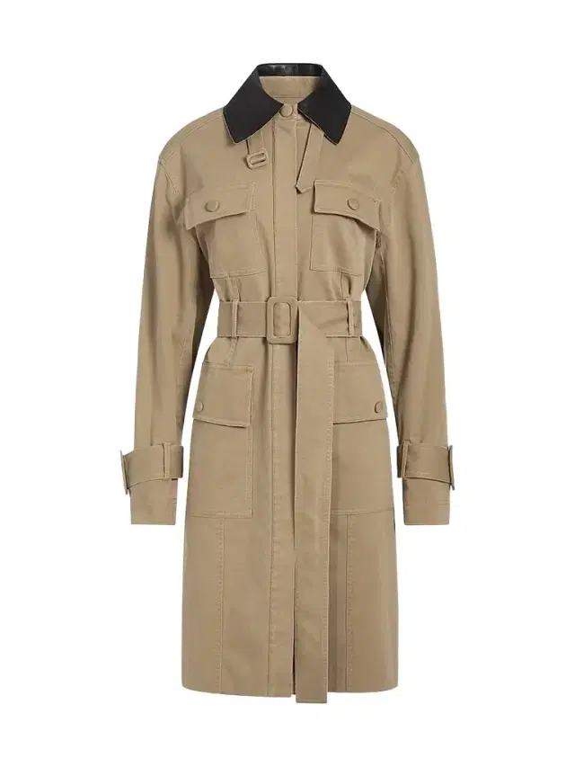 DEREK LAM 10 CROSBY Women's Landon Stretch-Cotton Contrast-Collar Trench Coat
