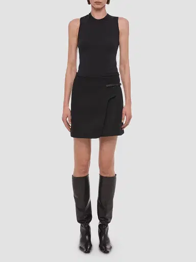 Helmut Lang Women's Saddle Wool-Blend Wrap Mini Skirt | Thumbnail 2