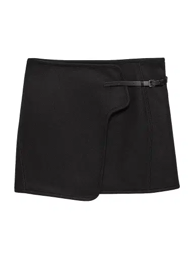 Helmut Lang Women's Saddle Wool-Blend Wrap Mini Skirt | Thumbnail 1