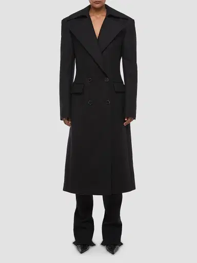 Helmut Lang Women's Wool-Blend Double-Breasted Coat | Thumbnail 2