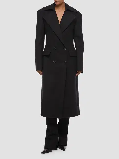 Helmut Lang Women's Wool-Blend Double-Breasted Coat | Thumbnail 4