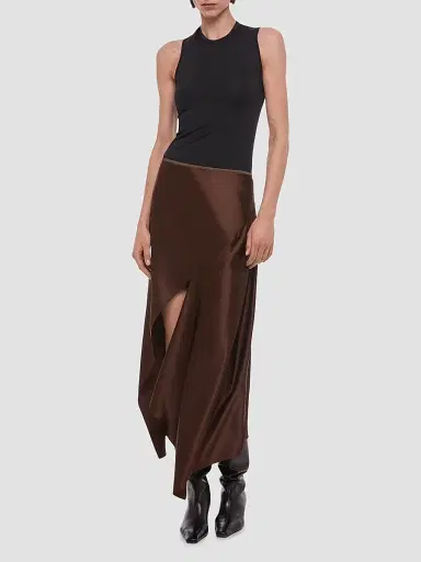 Helmut Lang Women's Silk Satin Asymmetric Midi Skirt | Thumbnail 2
