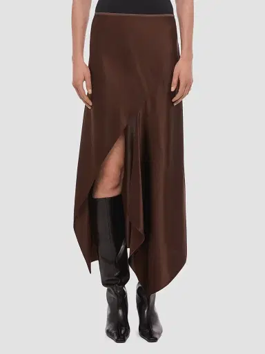 Helmut Lang Women's Silk Satin Asymmetric Midi Skirt | Thumbnail 4