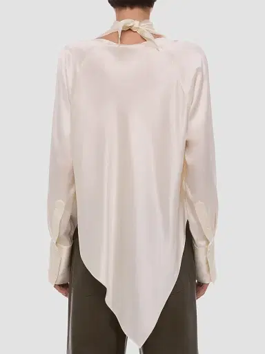 Helmut Lang Women's Tie Neck Silk Long-Sleeve Top | Thumbnail 3