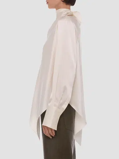 Helmut Lang Women's Tie Neck Silk Long-Sleeve Top | Thumbnail 6