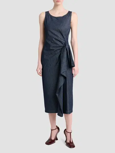 Dries Van Noten Women's Dropps Draped Cotton Sheath Dress | Thumbnail 2