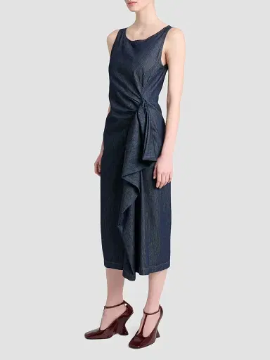 Dries Van Noten Women's Dropps Draped Cotton Sheath Dress | Thumbnail 4