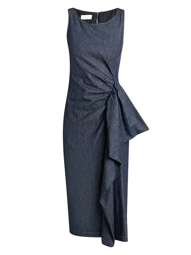 Dries Van Noten Women's Dropps Draped Cotton Sheath Dress