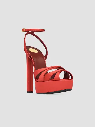 Saint Laurent Women's Chandelle Platform Sandals in Satin Crepe | Thumbnail 2