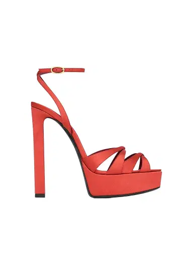 Saint Laurent Women's Chandelle Platform Sandals in Satin Crepe | Thumbnail 1