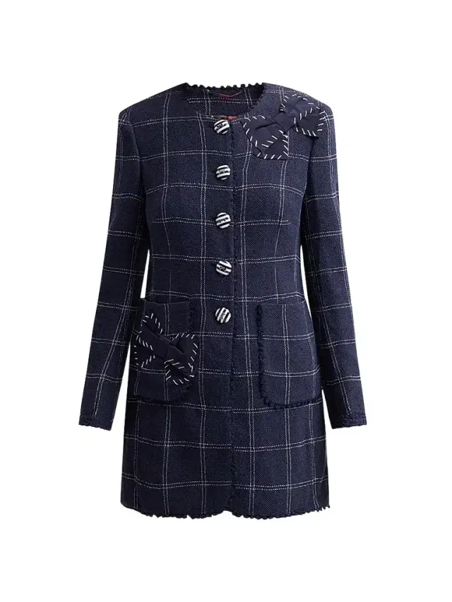 MAISON COMMON Women's Windowpane Collarless Jacket