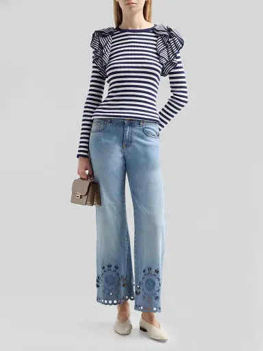 MAISON COMMON Women's Cutout Crop Jeans | Thumbnail 2