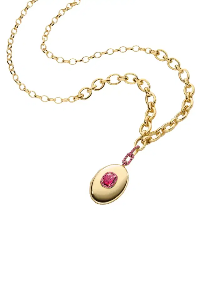 MONICA RICH KOSANN Ruby Oval Elongated Locket Necklace