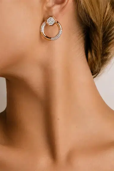 BENOI Diamond Octagon Hoop Earrings | Thumbnail 2 BENOI Diamond Octagon Hoop Earrings | Thumbnail 2