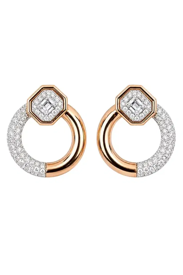 BENOI Diamond Octagon Hoop Earrings