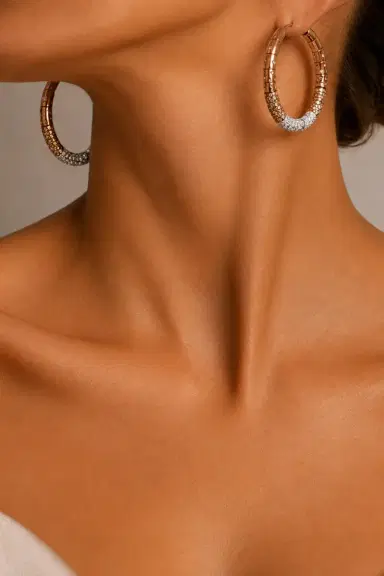 BENOI Brown Diamond Ombre Rope Hoop Earrings | Thumbnail 2
