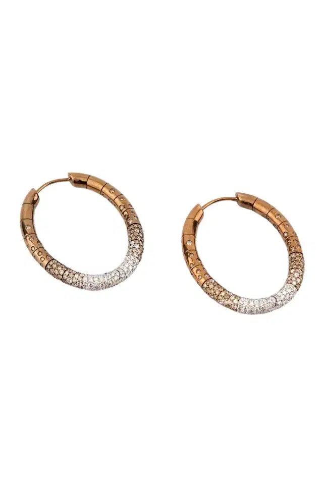 BENOI Brown Diamond Ombre Rope Hoop Earrings