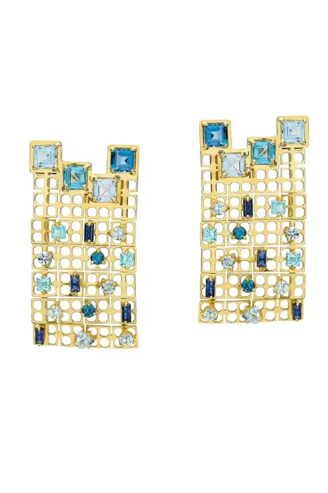 CAROL KAUFFMANN Blue Topaz Kyoto Net Earrings