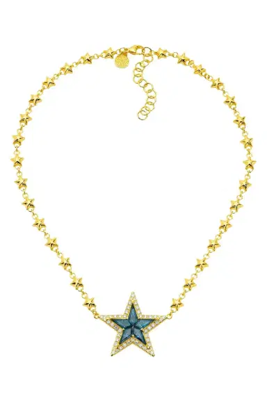 BUDDHA MAMA Blue Topaz Diamond Kite Star Necklace | Thumbnail 1