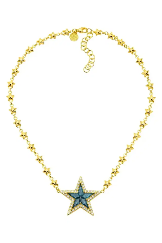 BUDDHA MAMA Blue Topaz Diamond Kite Star Necklace