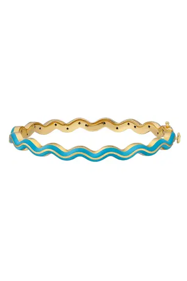 BUDDHA MAMA Sky Blue Wavy Bangle Bracelet | Thumbnail 1