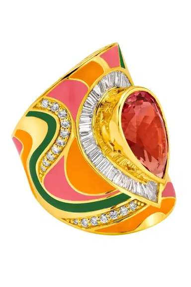 BUDDHA MAMA Pink Tourmaline Diamond Miami Swirl Wrap Ring | Thumbnail 3