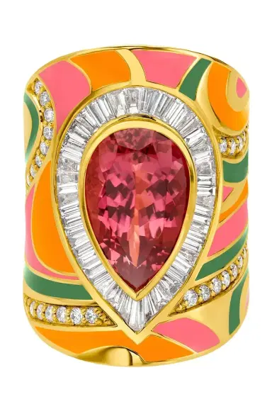 BUDDHA MAMA Pink Tourmaline Diamond Miami Swirl Wrap Ring | Thumbnail 1