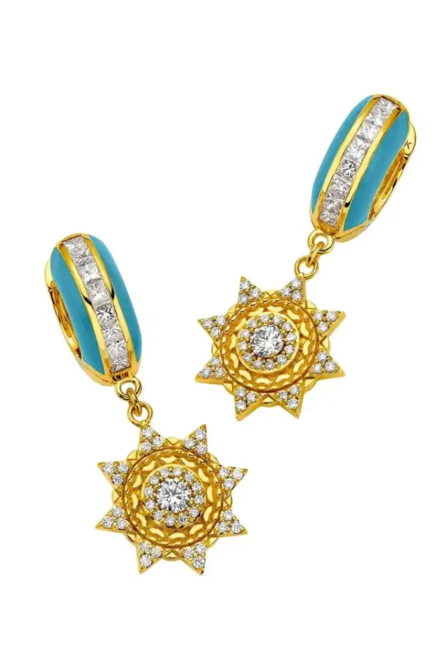 BUDDHA MAMA Diamond Blue Sun Drop Earrings