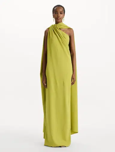 Oscar de la Renta Drape Detailed Georgette Caftan | Thumbnail 2