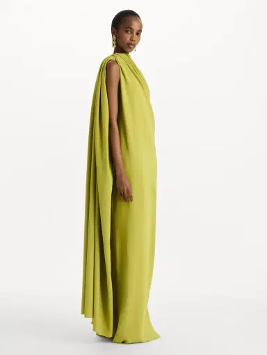 Oscar de la Renta Drape Detailed Georgette Caftan | Thumbnail 4