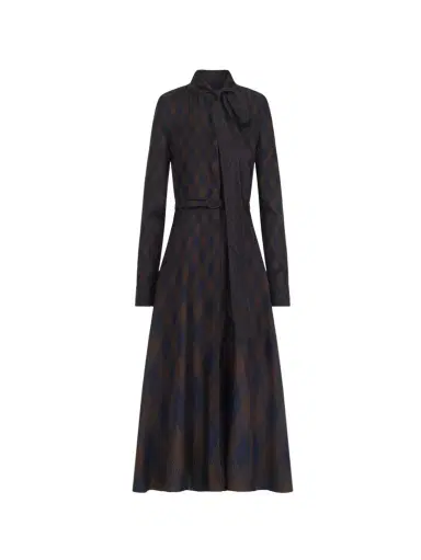 Oscar de la Renta Argyle Silk Twill Tie Neck Dress | Thumbnail 1