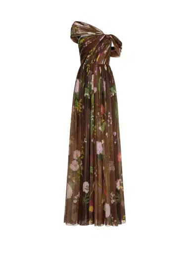 Oscar de la Renta Mixed Botanical Silk Chiffon Gown | Thumbnail 1