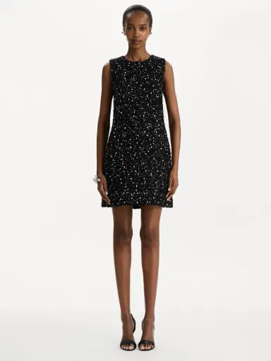 Oscar de la Renta Sequin Ribbon Tweed Dress | Thumbnail 2