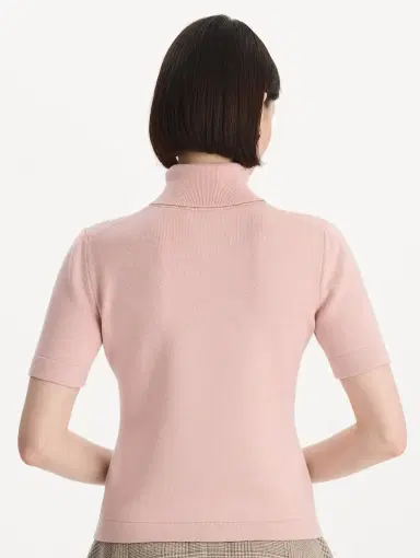 Oscar de la Renta Turtleneck Wool Short-Sleeve Pullover | Thumbnail 4