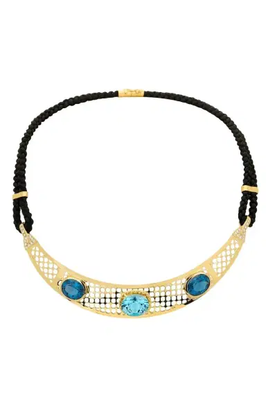 CAROL KAUFFMANN Blue Topaz Diamond Net Choker Necklace | Thumbnail 1 CAROL KAUFFMANN Blue Topaz Diamond Net Choker Necklace | Thumbnail 1