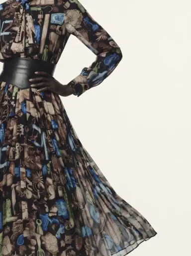 Jason Wu Collection TIE-NECK PLEATED MIDI DRESS IN CREPE CHIFFON | Thumbnail 2 Jason Wu Collection TIE-NECK PLEATED MIDI DRESS IN CREPE CHIFFON | Thumbnail 2
