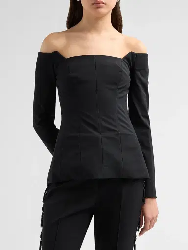 Lela Rose Women's Off-The-Shoulder Stretch Cotton Top | Thumbnail 4 Lela Rose Women's Off-The-Shoulder Stretch Cotton Top | Thumbnail 4