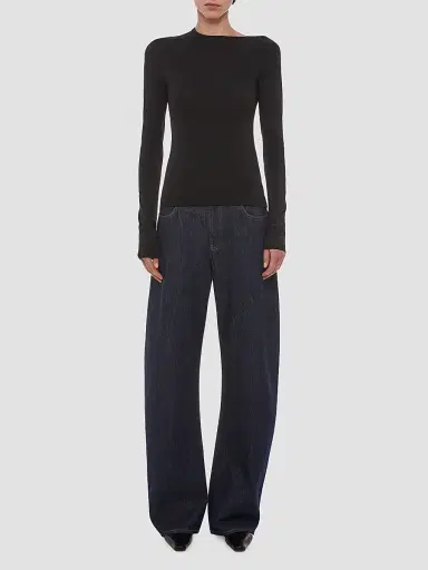 Helmut Lang Women's Asymmetrical Cut-Out Jersey Top | Thumbnail 2