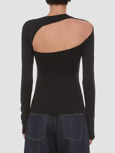 Helmut Lang Women's Asymmetrical Cut-Out Jersey Top | Thumbnail 3